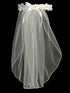 Lito Girls White 18 Inch Rhinestone Satin Flower Ribbon Comb Communion Veil - SophiasStyle.com